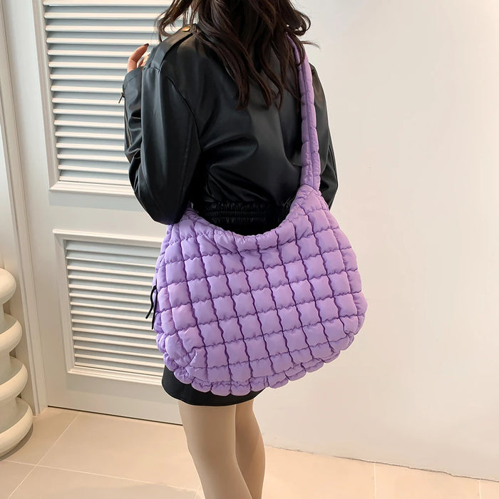 Women’s Puffer Shoulder Bag – Fashion Bubble Tote with Large Capacity