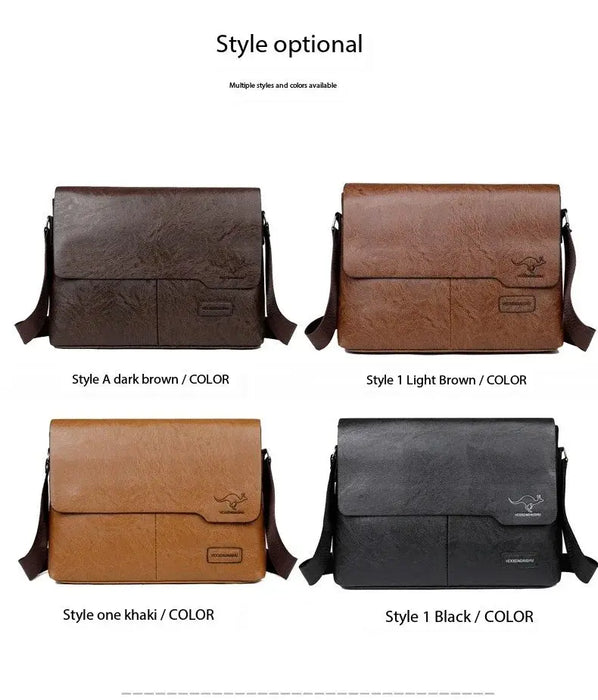Men’s Business Satchel Bag – Slim PU Leather Shoulder Bag SF