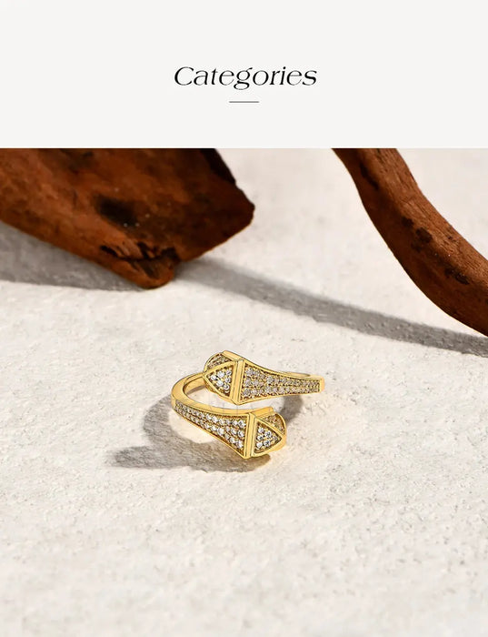 Double Snake Moissanite Ring – S925 Silver Adjustable Design SF