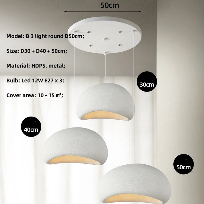 Nordic Wabi-Sabi 3-Lights Pendant Lamp – Minimalist E27 Hanging Ceiling Light for Dining & Living Rooms - Samanta Factory