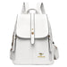 Women’s Leather Backpack – Fashionable White Shoulder Bag for Travel & School - Samanta Factory
