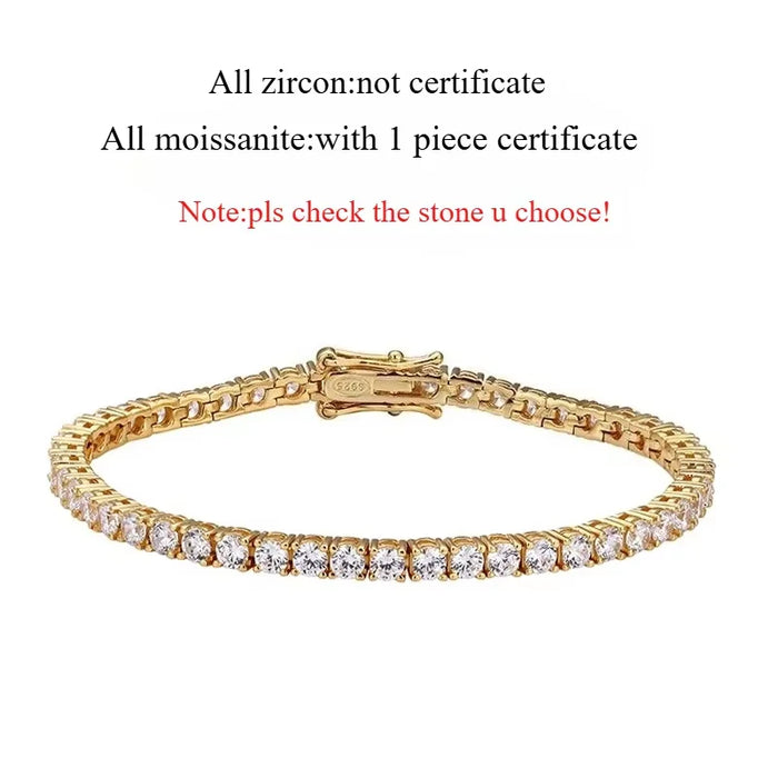 Moissanite Tennis Bracelet – 18K Gold Plated S925 Sterling Silver