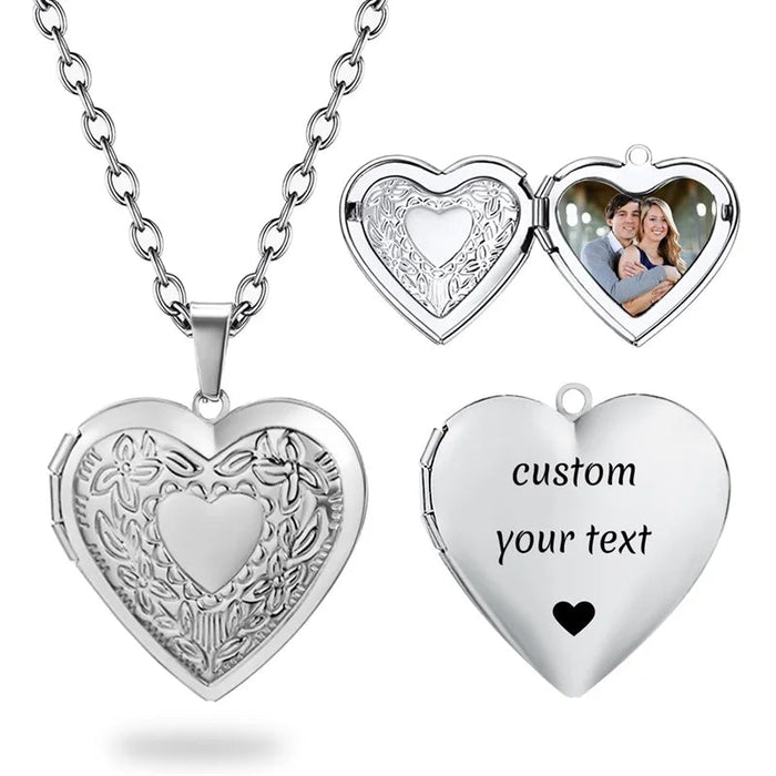 Custom Photo Locket Necklace – Personalized Heart Pendant for Men/ Women SF