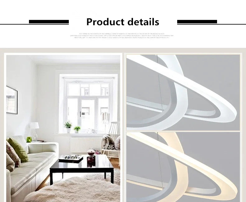 Art Deco Pendant Light – White Acrylic & Iron Chandelier with Remote Control - Samanta Factory