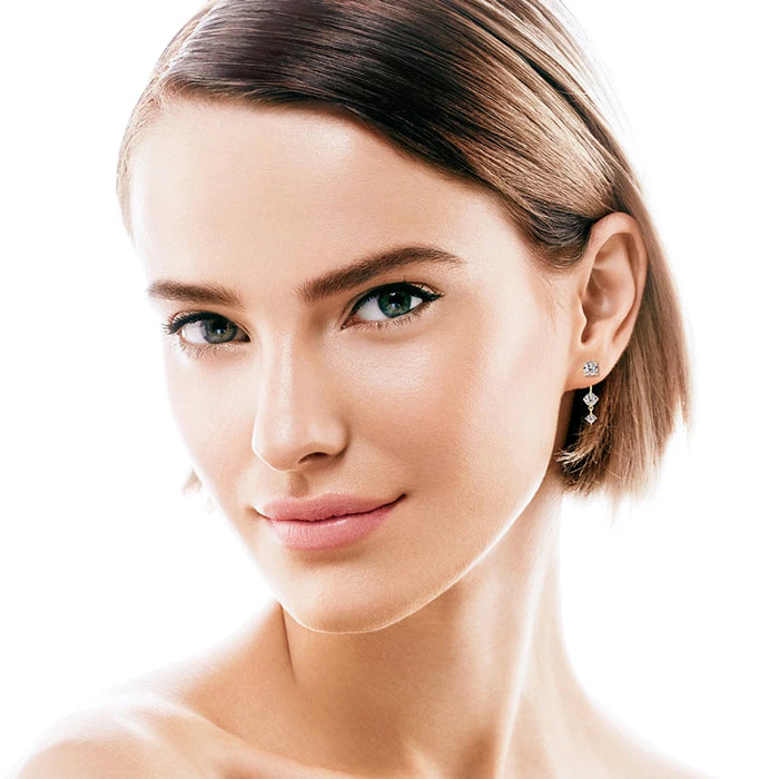 Moissanite Stud Earrings – D-Color VVS1 2-in-1 Sterling Silver