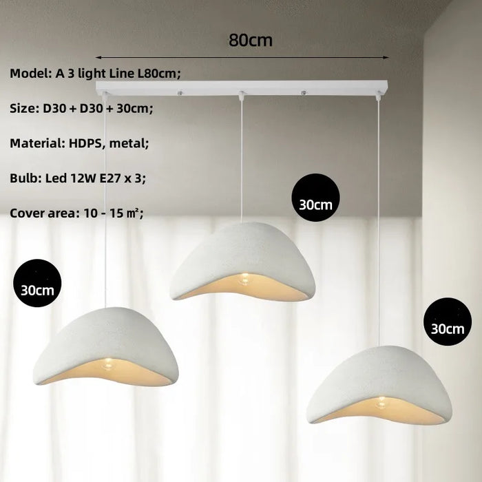 Nordic Wabi-Sabi 3-Lights Pendant Lamp – Minimalist E27 Hanging Ceiling Light for Dining & Living Rooms - Samanta Factory