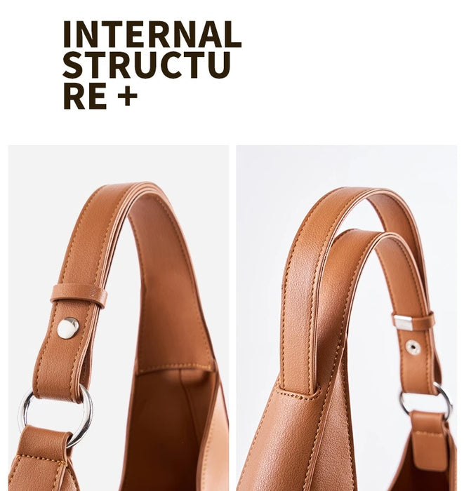 Half-Moon Shoulder Bag – Soft Versatile Leather Handbag for Women - Samanta Factory