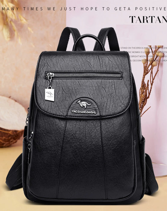 High-Quality Leather Backpack for Women – Large Capacity Travel & School Bag, Fashionable Mochila Shoulder Bag - Samanta Factory