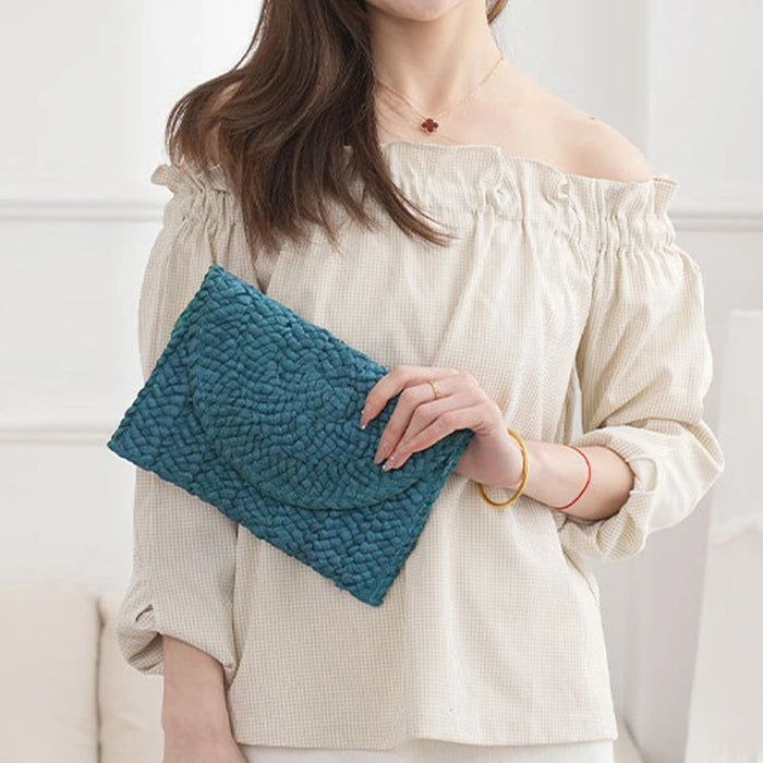 Boho Straw Flap Bag for Women – Hard Shell Summer Handbag with Cover Closure