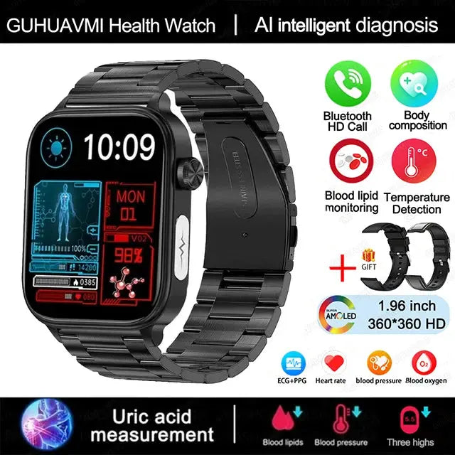 ECG Health Smartwatch – AMOLED Display & AI Voice Calling SF
