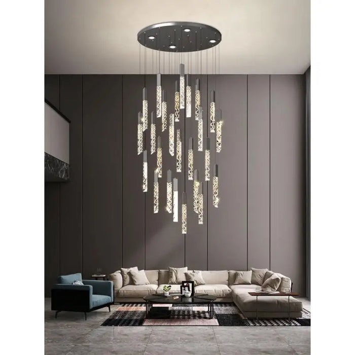 "Modern pendant light with luminous acrylic shade and brushed aluminum finish – sleek LED hanging lamp for kitchen, dining room, or living space"