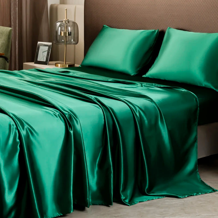 KISS NEST Satin Bed Sheet Set – Smooth 200TC Polyester, Twin to King Sizes - Samanta Factory