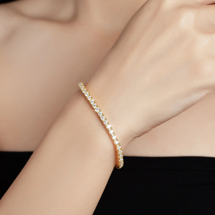 EWYA D Color Moissanite Tennis Bracelet 925 Silver 18K Gold - Samanta Factory
