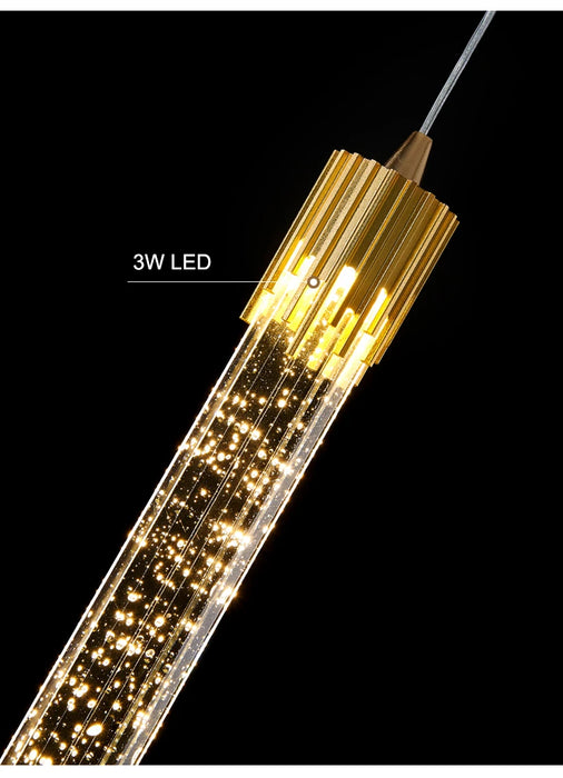 Modern Black & Gold LED Pendant Light – Crystal Rod Design for Ambient Lighting - Samanta Factory