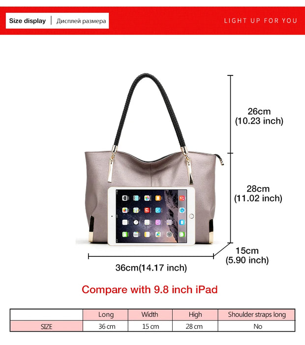 Leather Tote Bag – Soft Casual Shoulder Handbag for Women - Samanta Factory