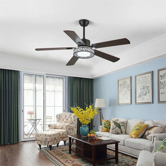 Smart Ceiling Fan with Light – Remote-Controlled Retractable Blades & Dimmable LED - Samanta Factory
