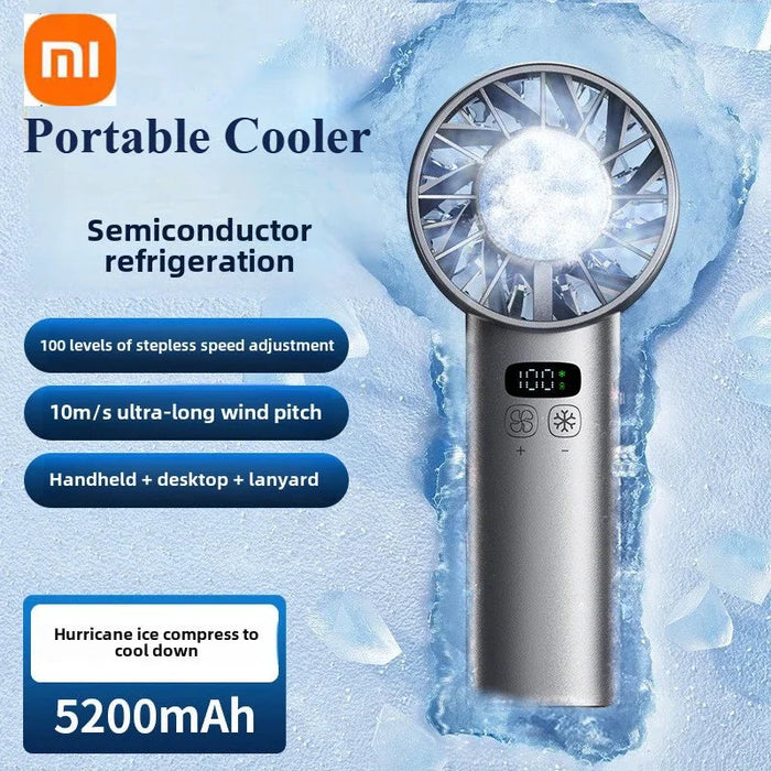 Portable Ice Cooling Handheld Fan – 5200mAh USB Rechargeable High-Speed Mini Fan Sf