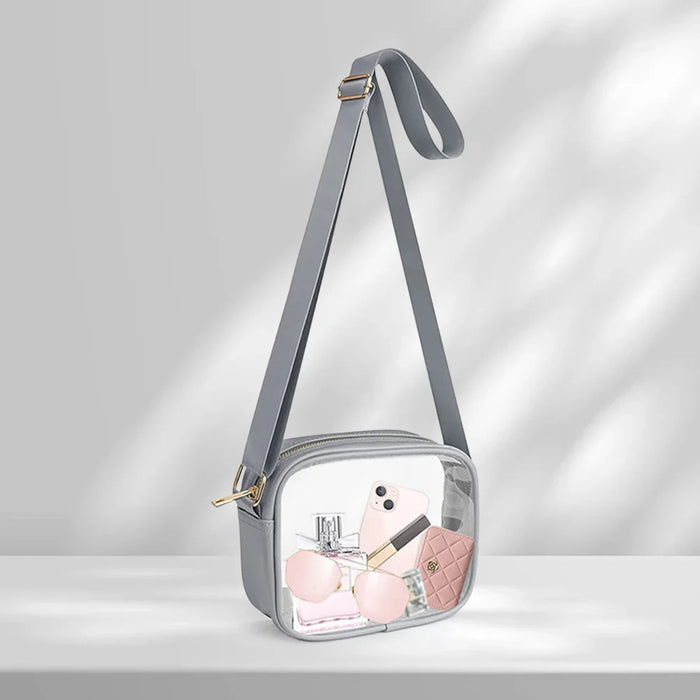Clear PVC Crossbody Bag for Women – Transparent Square Shoulder Bag for Concerts & Travel