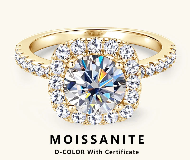 2ct D-color moissanite halo ring in sterling silver