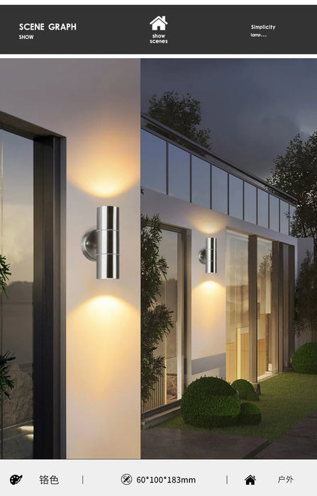 Stainless Steel LED Wall Light – IP65 Waterproof GU10 Up Down Outdoor Sconce SF