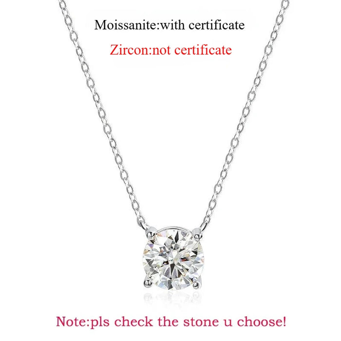 Moissanite Solitaire Necklace – Certified VVS1 Round Stone
