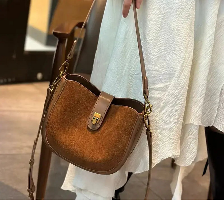 Cow Leather Shoulder Bag – Soft Half Moon Shape SF