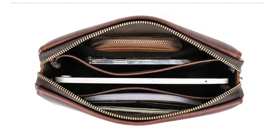 Men’s Leather Clutch Bag – Large Capacity Casual Hand Carry Bag SF