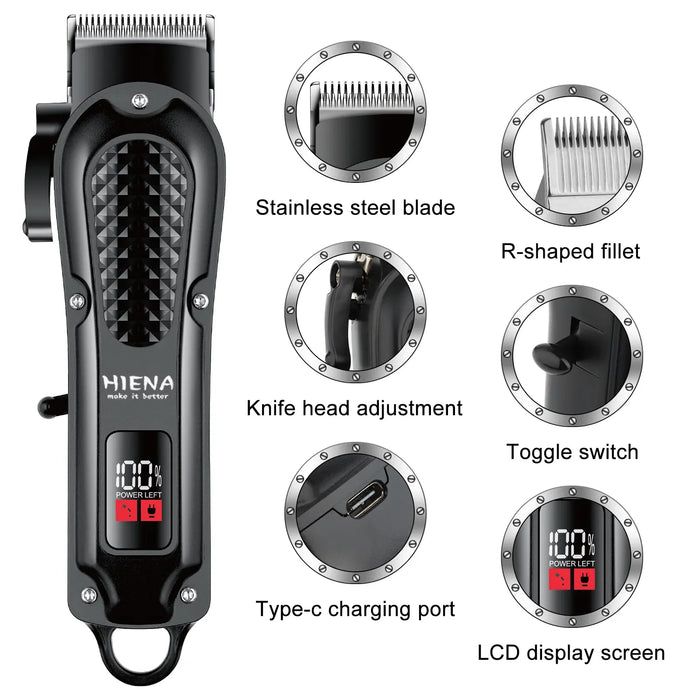 Electric Hair Clipper – Rechargeable Stainless Steel Blade with USB Charging & Adjustable Length