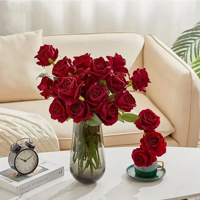 Artificial Velvet Roses – 50PCS Long-Stem Flower Bouquet SF