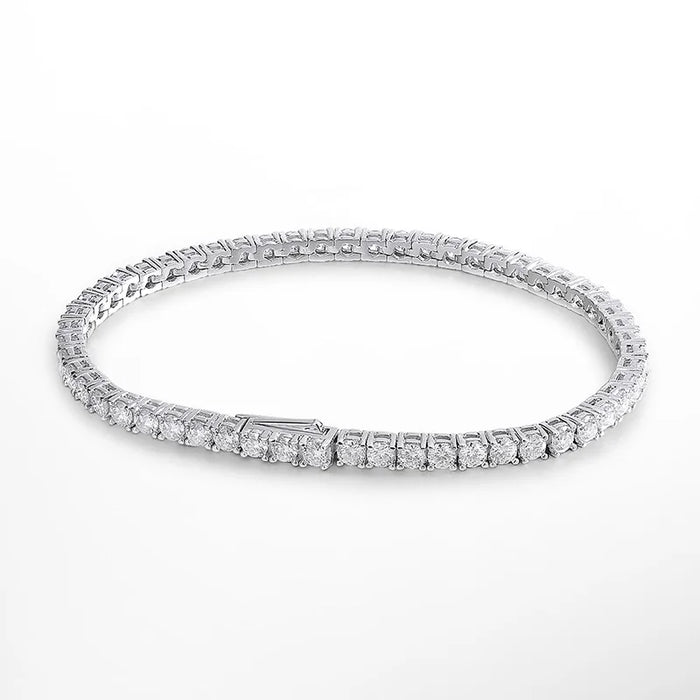 925 Sterling Silver Waterproof Moissanite Bracelet with GRA Certification