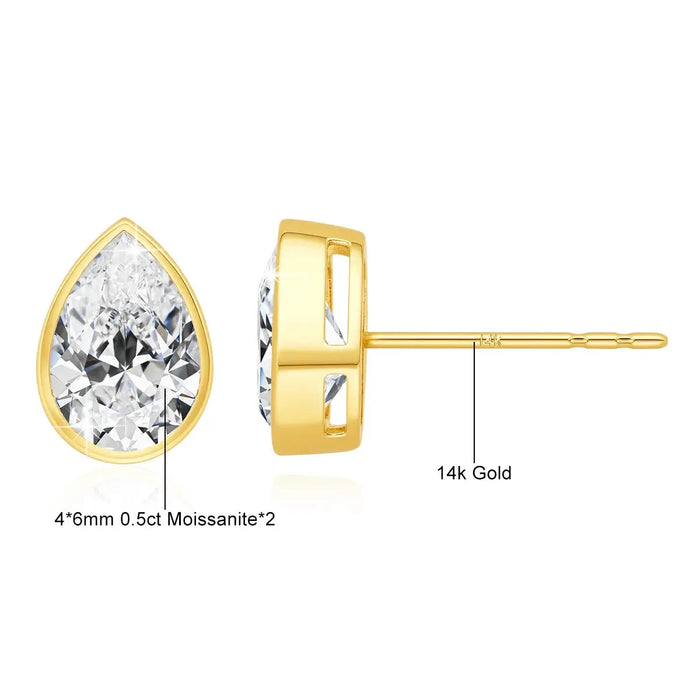 Luxury Bezel-Set Pear Moissanite Earrings for Wedding & Engagement Jewelry SF