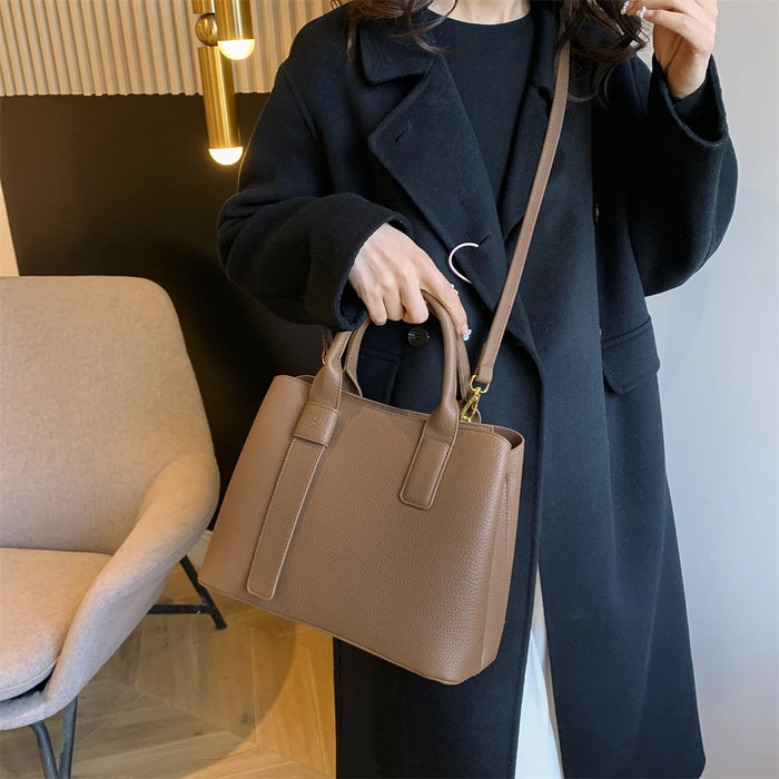 Women’s PU Leather Business Handbag – Saffiano Tote with Adjustable Shoulder Strap
