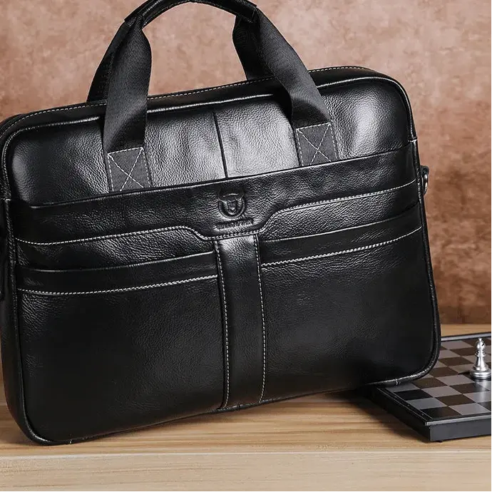 Leather Business Briefcase – Professional 15-Inch Laptop Work Bag SF