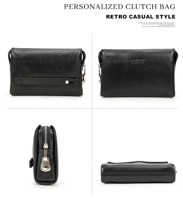 Men’s Leather Clutch Bag – Large Capacity Casual Hand Carry Bag SF