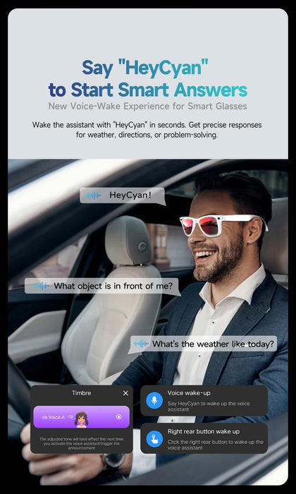 AI Smart Glasses with HD Camera & Translation – Color-Changing Bluetooth Calling Sunglasses SF