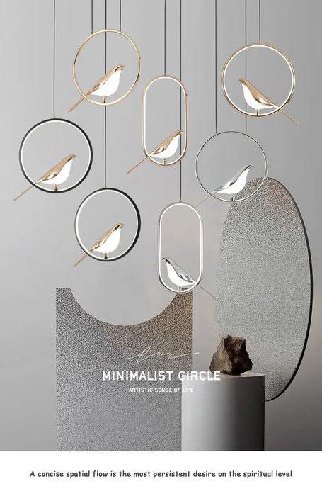Bird Pendant Light – Modern Gold & Silver Hanging Lamp with Rotatable Magpie Design