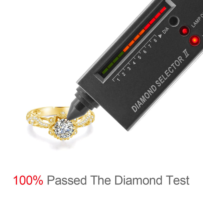 925 Sterling Silver Moissanite Ring – 1ct Skeleton Design with Zircon Accents