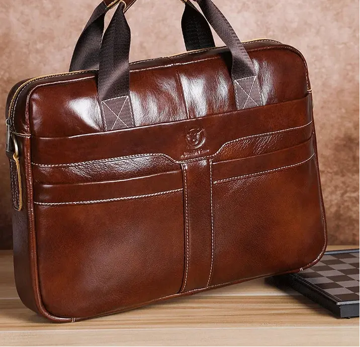 Leather Business Briefcase – Professional 15-Inch Laptop Work Bag SF