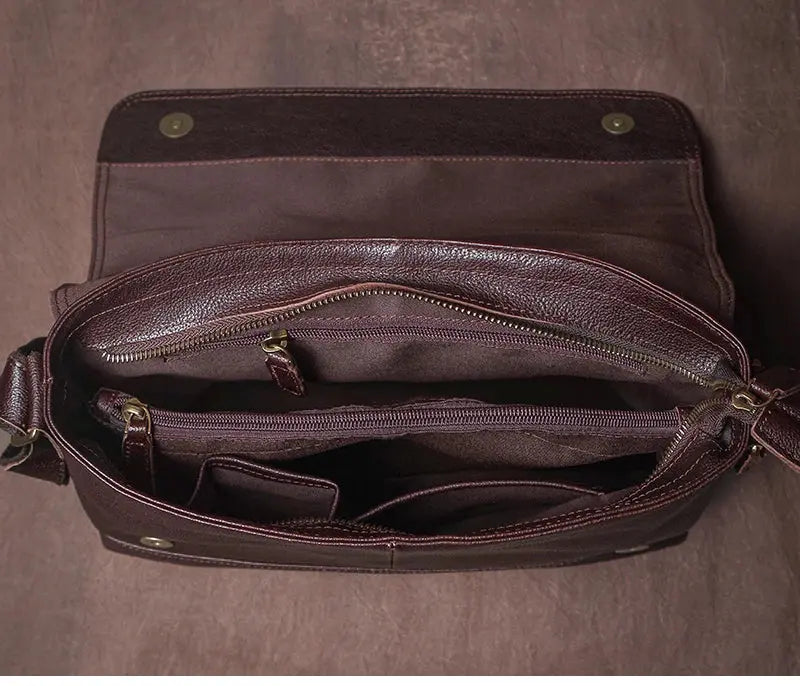 Vintage Leather Satchel Bag – Soft Men’s Crossbody Shoulder Bag SF