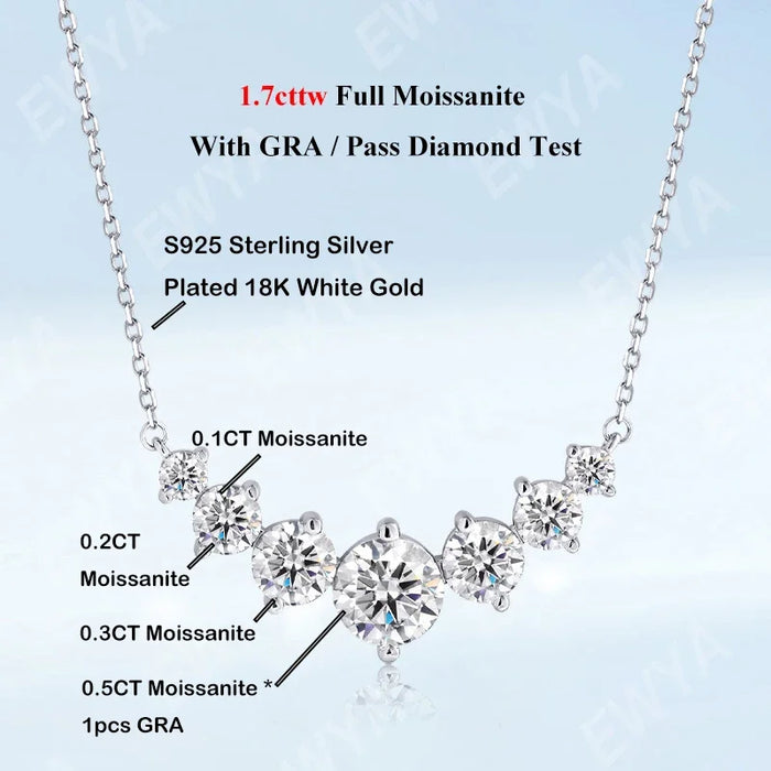 Moissanite Pendant Necklace – 7-Stone 925 Sterling Silver D-Color VVS1
