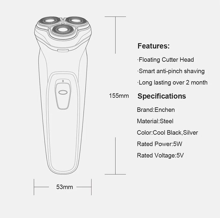 Electric Shaver for Men – 3D Floating Heads with Auto-Grinding Blades & Smart ESM System