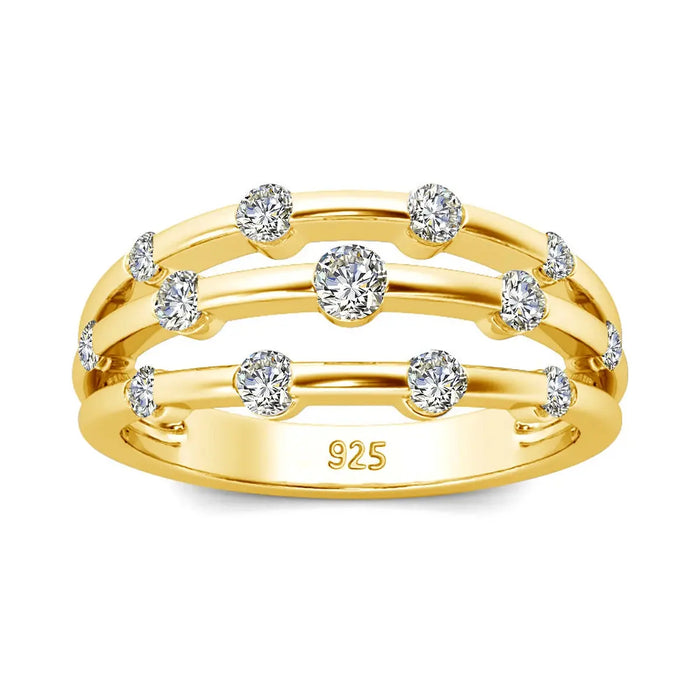 D Color VVS1 Moissanite bridal ring set in 925 sterling silver with gold-plated finish