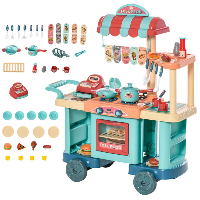 Kids Kitchen & Grocery Play Set – 50-Piece Pretend Cooking & Shopping Toy for Ages 3–6