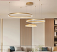 Modern gold aluminum LED pendant light with dimmable remote control for home and hotel use

