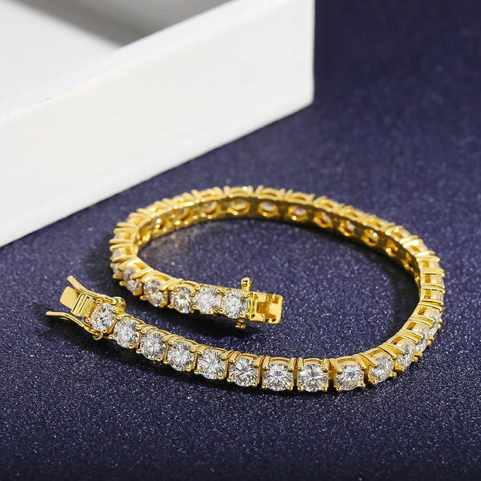 EWYA D Color Moissanite Tennis Bracelet 925 Silver 18K Gold - Samanta Factory