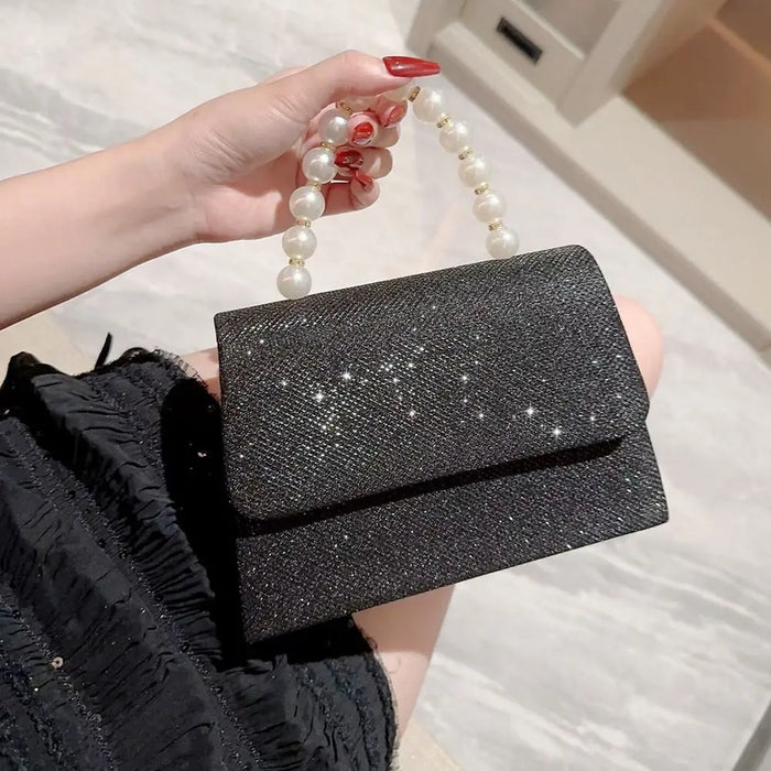 Women's Evening Clutch Bag – Soft Polyester Banquet Handbag with Metal Detailing
