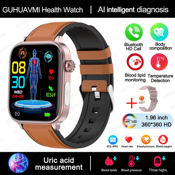 ECG Health Smartwatch – AMOLED Display & AI Voice Calling SF
