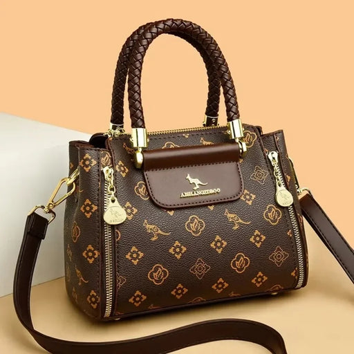 High Quality PU Leather Handbag with animal print design, spacious interior, and casual tote shape, ideal for work and casual outings.