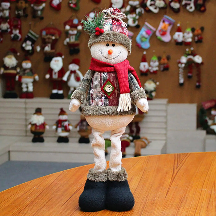 Christmas Plush Ornaments – Stretchable Long-Leg Santa, Snowman & Moose