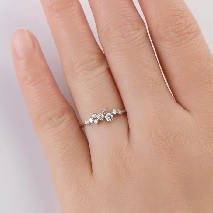 Moissanite Jewelry Set – 925 Sterling Silver Cluster Necklace & Ring